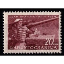 1950 Jugoslavien - AFA 618 - Flådens dag - 20 d. brunlilla - Postfrisk.